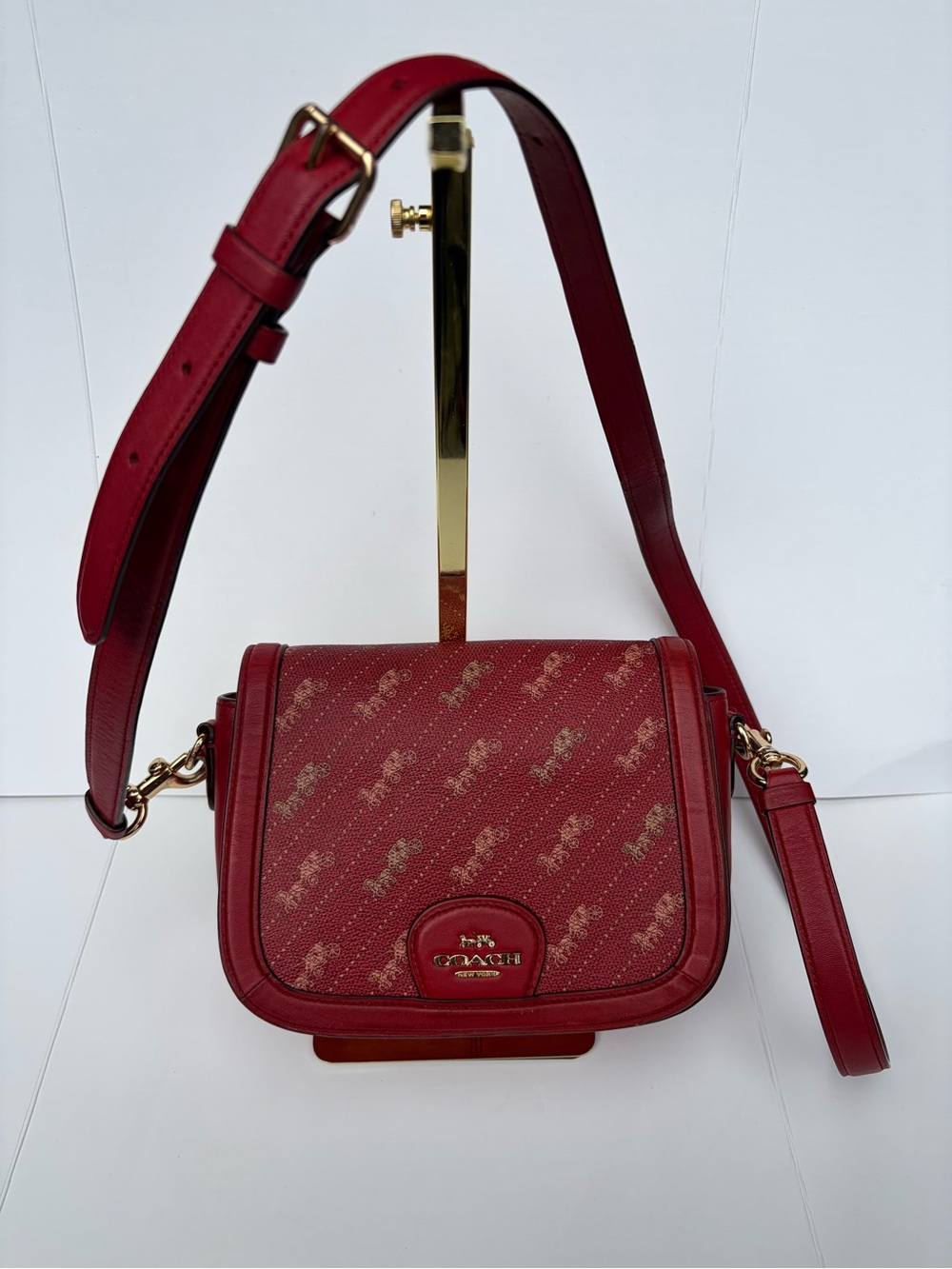 Coach Saddle Bag with Horse and Carriage Dot Print (Style C4059)